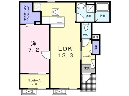 ルミナーレ(1LDK/1階)の間取り写真