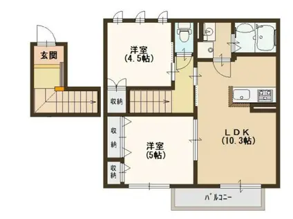 プレセアコート花園 C棟(2LDK/1階)の間取り写真