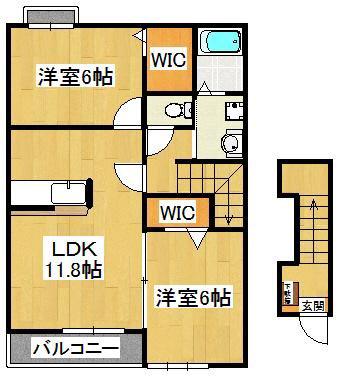 サニーブライトI・II(2LDK/2階)の間取り写真