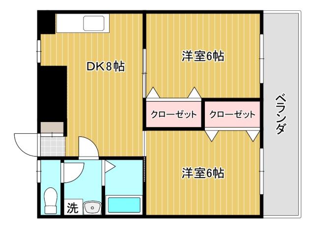 ロイヤル上祇園(2DK/3階)の間取り写真