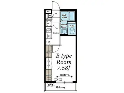 リスブロン北四番丁(1K/3階)の間取り写真