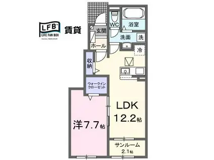 ヴェルデ・ヴェントI(1LDK/1階)の間取り写真