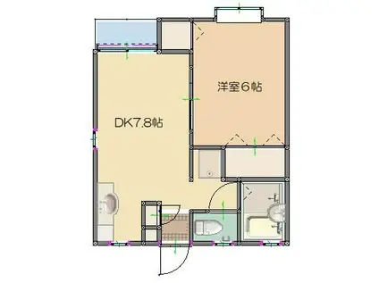 スペーシア元町(1DK/1階)の間取り写真