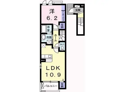 ドマーニ・M II棟(1LDK/2階)の間取り写真