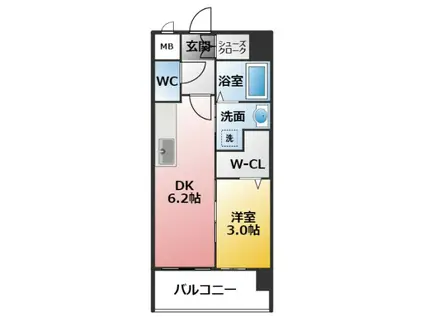 エステムコート名古屋セントリア(1LDK/2階)の間取り写真