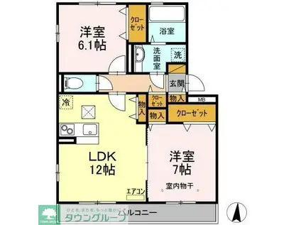 サリジエC(2LDK/2階)の間取り写真