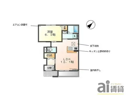 トゥルーハート(1LDK/1階)の間取り写真