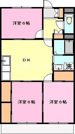マンション槐(3DK/1階)の間取り写真