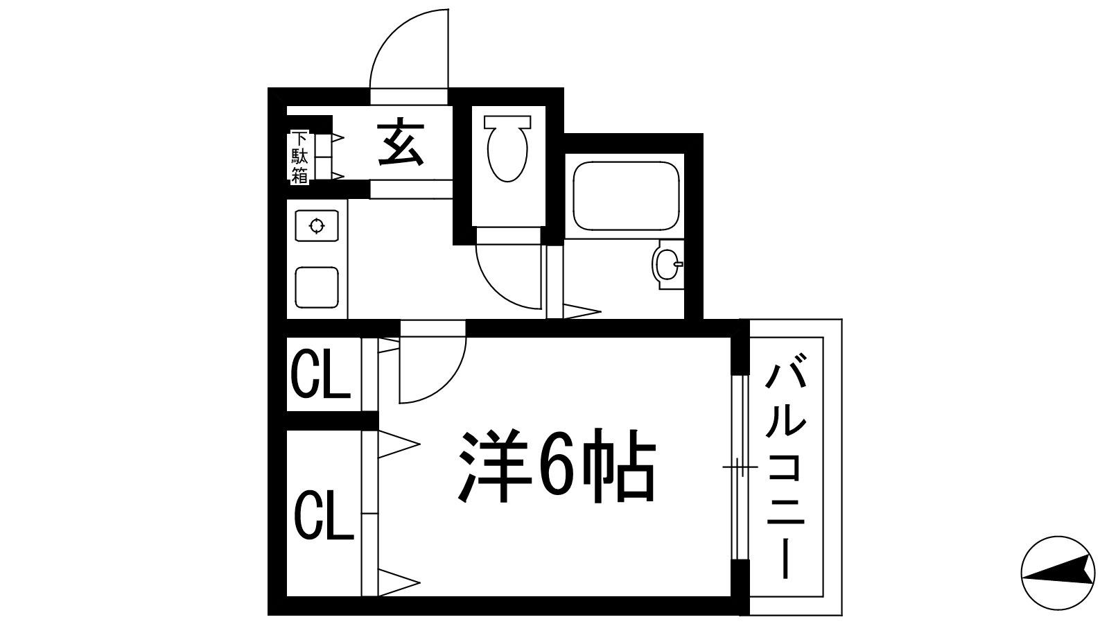 ガーデンヒルズマルエー(1K/3階)の間取り写真
