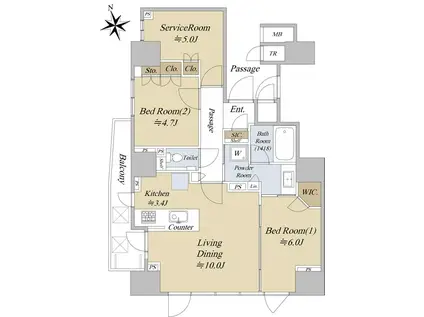 ダイレクトタワー池袋要町(2SLDK/12階)の間取り写真