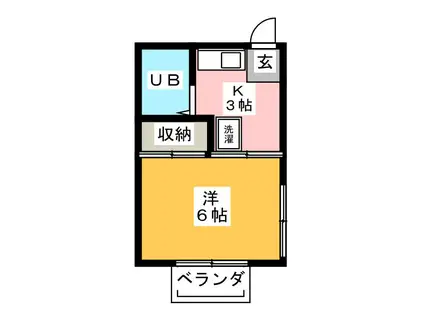 海賀ハイツ(1K/2階)の間取り写真
