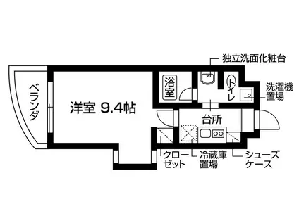 エスポワール溝の口(1K/2階)の間取り写真