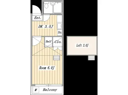 ドミール十条(1K/4階)の間取り写真