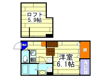 CIEL BLEU(1K/2階)の間取り写真