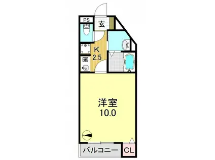 エントレ流町(1K/6階)の間取り写真