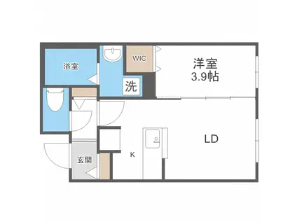 アルファスクエア学園前(1LDK/4階)の間取り写真