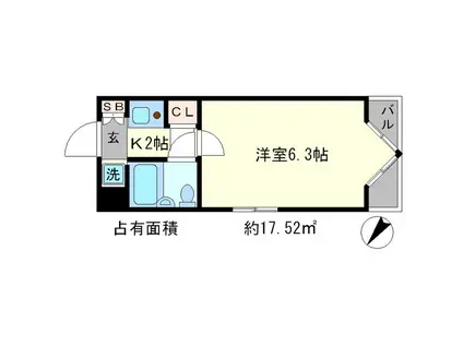 デトムワン鴨川(1K/1階)の間取り写真