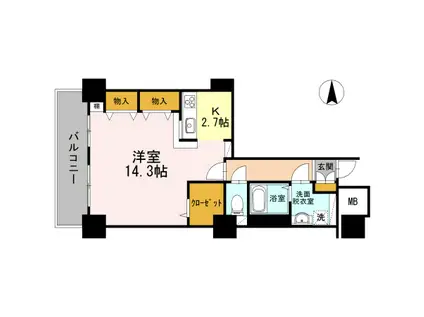 品川シーサイドビュータワーI(1K/27階)の間取り写真