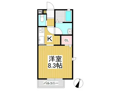 さくらテラスII(1K/2階)の間取り写真