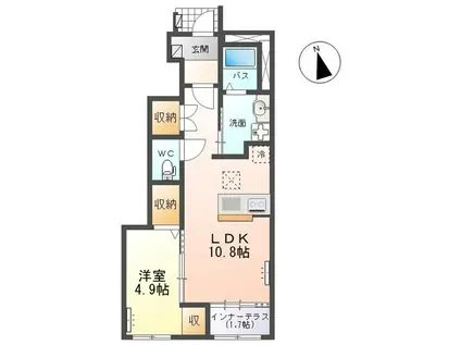 コンフォースN(1LDK/1階)の間取り写真