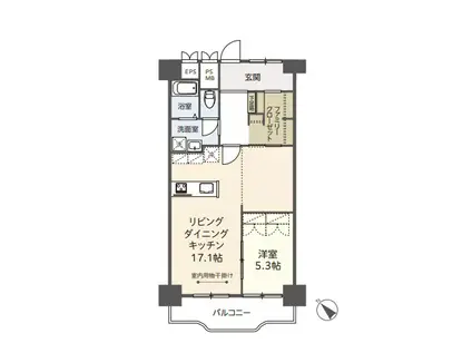 子育て世帯向け横浜若葉台3-2棟(1LDK/11階)の間取り写真