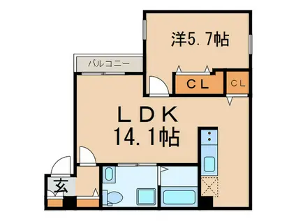S・FLATIII(1LDK/2階)の間取り写真