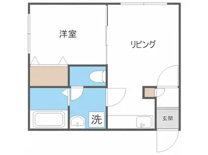 JR函館本線 苗穂駅 徒歩6分 2階建 築22年(1DK/2階)の間取り写真