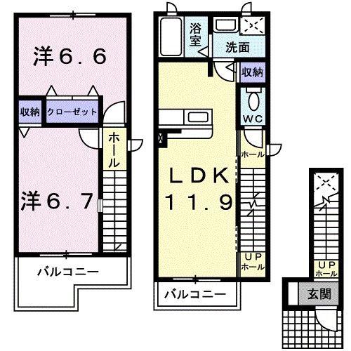 ラフレシールライツ(2LDK/2階)の間取り写真