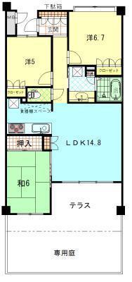 サーパス山王中園町(3LDK/1階)の間取り写真