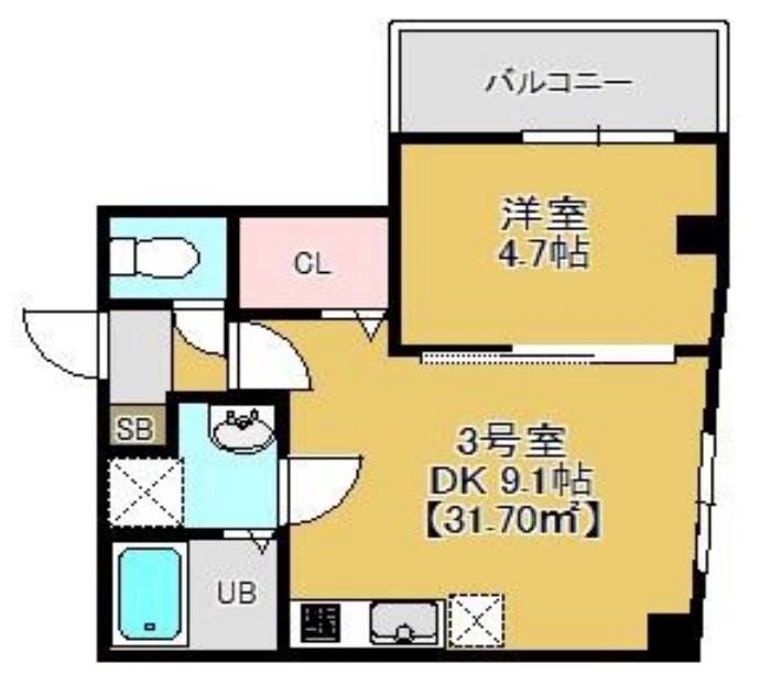 グラントレス松戸(1DK/6階)の間取り写真