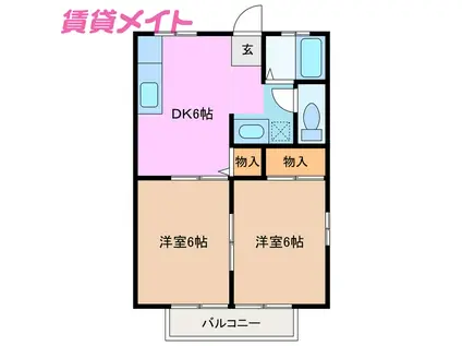 山弘ハイツA(2DK/2階)の間取り写真