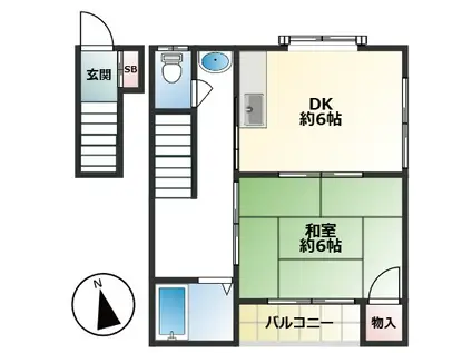 コーポラス南塚口(1DK/2階)の間取り写真