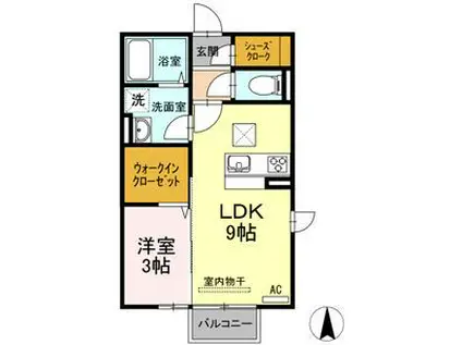 UNDROPS(1LDK/1階)の間取り写真