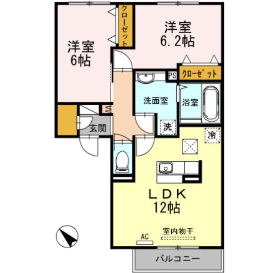 グラン・エスアールB棟(1LDK/1階)の間取り写真