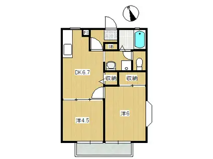 パレス多摩川(2DK/2階)の間取り写真