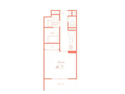 メルヴェーユ湘南(1K/1階)の間取り写真