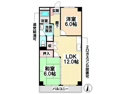 第2山田ビル(2LDK/2階)の間取り写真