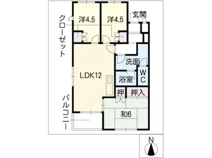 サーディアム本山(3LDK/3階)の間取り写真