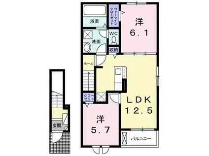 モマン ドゥ マノワール(2LDK/2階)の間取り写真