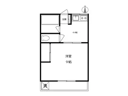 みずき荘(1K/2階)の間取り写真