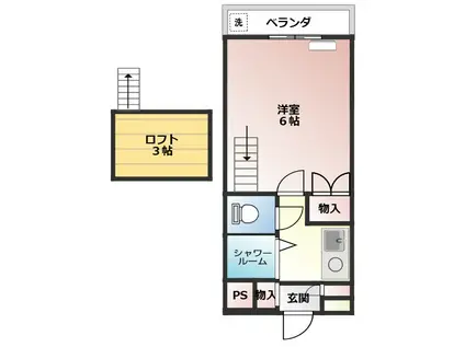 モーリックス山地(1K/1階)の間取り写真