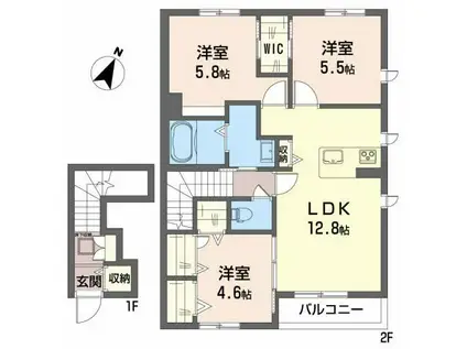 シャーメゾン ウィステリア(3LDK/2階)の間取り写真