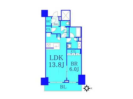 ブリリア・タワー川崎(1LDK/27階)の間取り写真