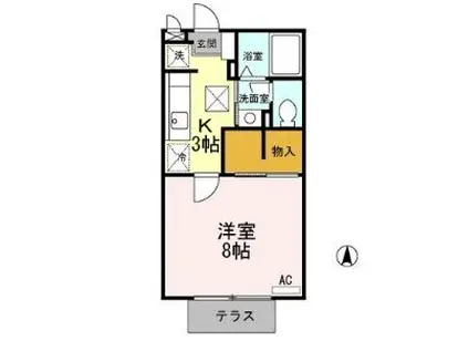 ルクレールブランAB(1K/1階)の間取り写真