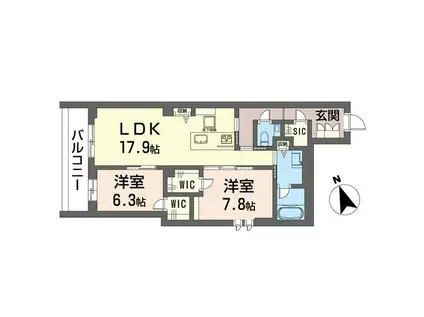 シャーメゾンステージ綱島(2LDK/1階)の間取り写真