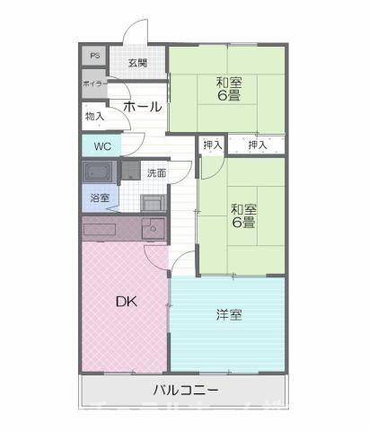 ハイツ北山(3DK/2階)の間取り写真