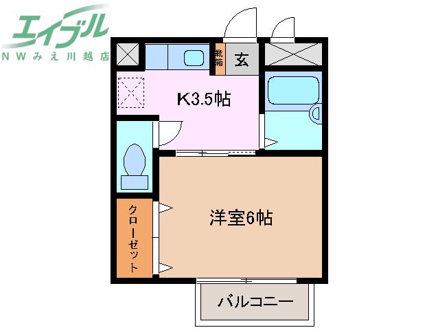 ユニ・メゾン(1K/2階)の間取り写真
