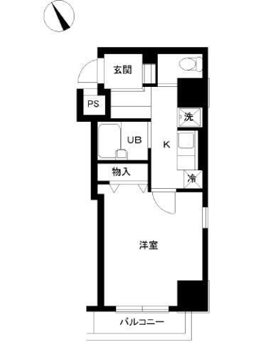スカイコート芝壱番館(1K/8階)の間取り写真