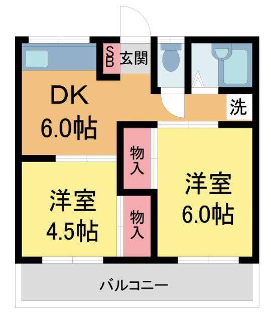 クボタハイツ(2DK/3階)の間取り写真