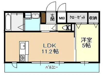 アソシエ高松東(1LDK/3階)の間取り写真